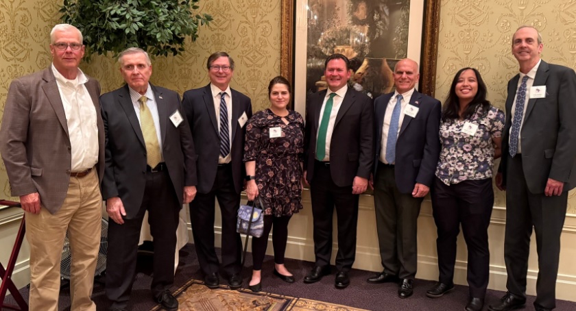 Joining Jeffrey Shaw, fifth from left, as he received the MNYPIA Anthony Mauriello Award are fellow Sun Chemical colleagues, from left, Chris Allen, Larry Lepore, David Biro, Anna Mead, Shaw, Glenn Sokoloski, Janelle Zulueta and Greg Holden.